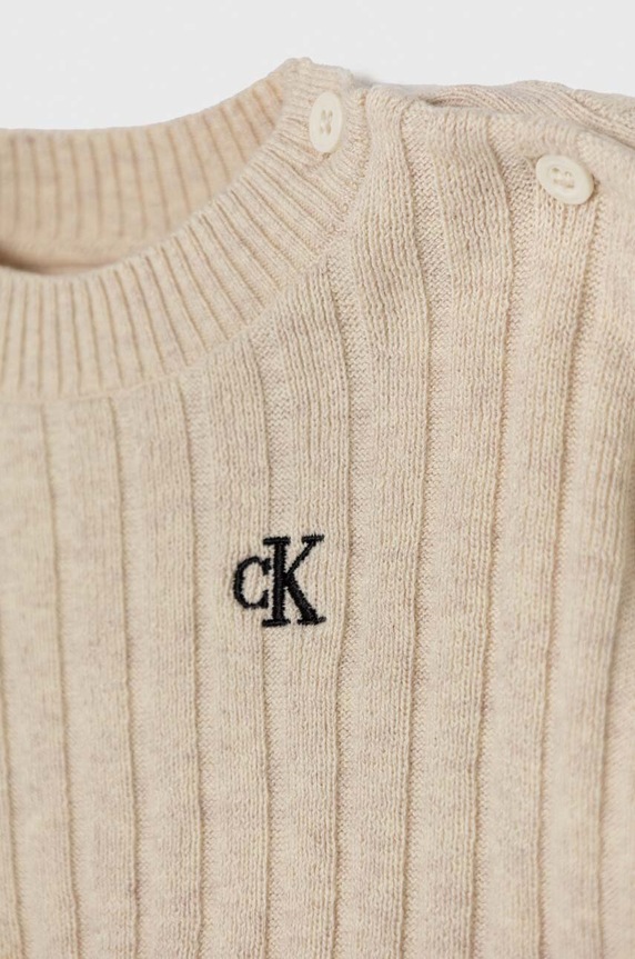 CHLAPEC Dětská souprava se směsí lnu Calvin Klein Jeans IN0IN00185.PPYH béžová
