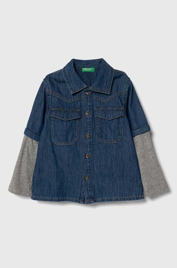 United Colors of Benetton koszula jeansowa dziecięca bawełna granatowy 5AD6GQ01O.P.Seasonal