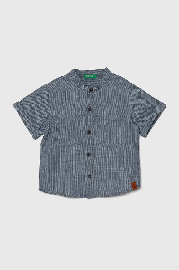Παιδικό βαμβακερό πουκάμισο United Colors of Benetton εμπριμέ μπλε 53HUGQ01Z.P.Seasonal