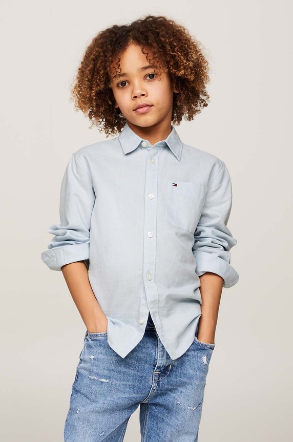 Tommy Hilfiger koszula dziecięca pozostałe niebieski KB0KB08868.128.176.PPYH