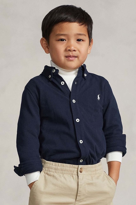 Detská bavlnená košeľa Polo Ralph Lauren bavlna tmavomodrá 322914506001