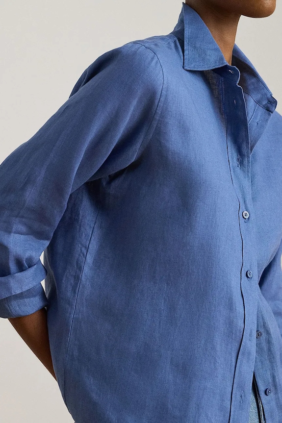 Lauren Ralph Lauren camicia da donna in lino blu 200782777