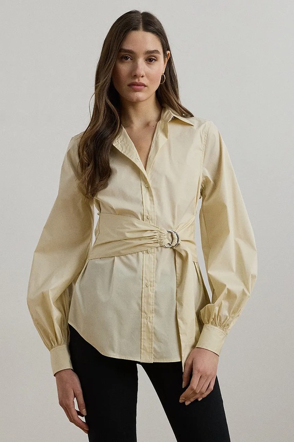 Πουκάμισο Lauren Ralph Lauren με ελαστάν μπεζ 200925446