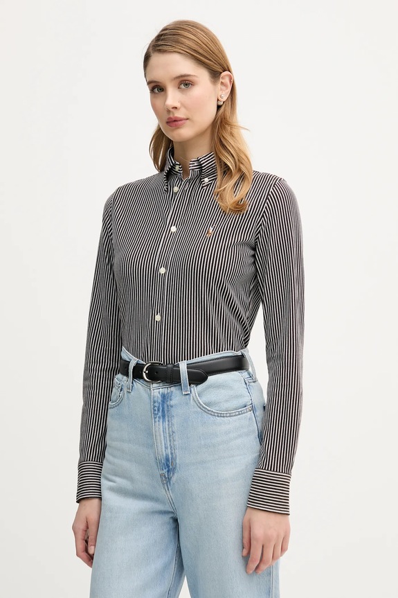 Bavlnená košeľa Polo Ralph Lauren jednofarebný hnedá 211910131