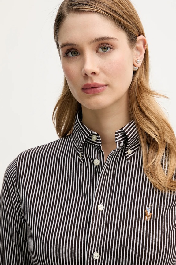 Bavlnená košeľa Polo Ralph Lauren hnedá 211910131