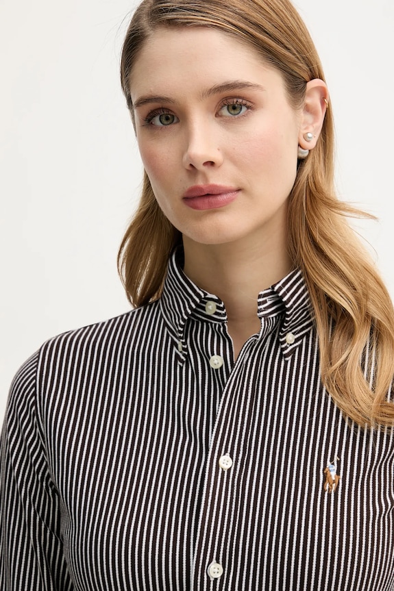 Bavlnená košeľa Polo Ralph Lauren hnedá 211910131