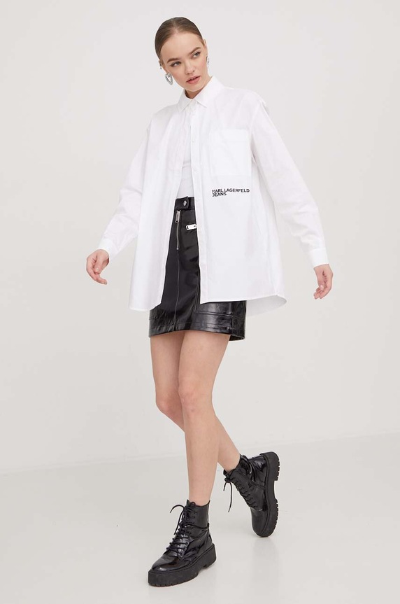Košile Karl Lagerfeld Jeans dlouhý bílá 240J1605