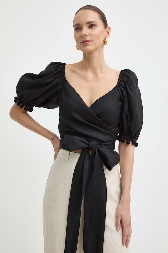 Ľanová košeľa Luisa Spagnoli RUNWAY COLLECTION 541141 čierna AA00