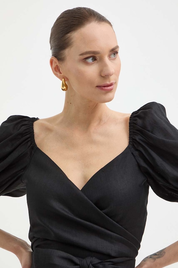 Ľanová košeľa Luisa Spagnoli RUNWAY COLLECTION čierna 541141