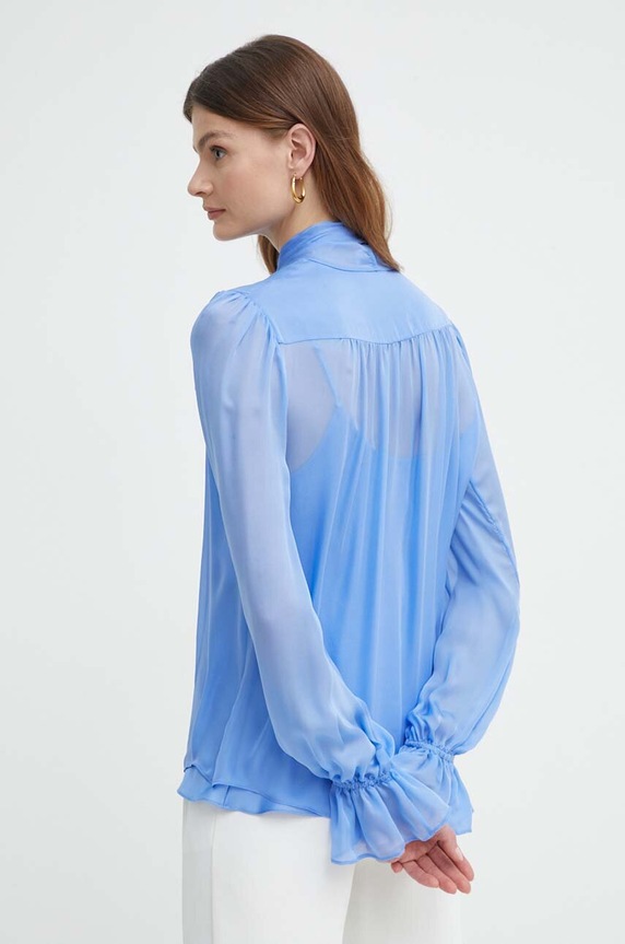 Odzież Luisa Spagnoli bluzka jedwabna RUNWAY COLLECTION 541119 niebieski