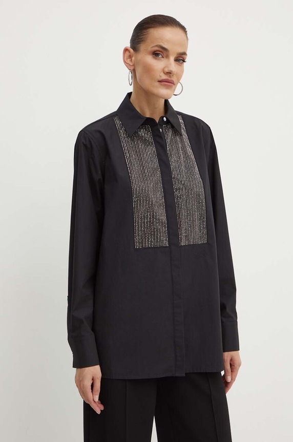 Karl Lagerfeld koszula bawełniana klasyczny czarny 240W1600
