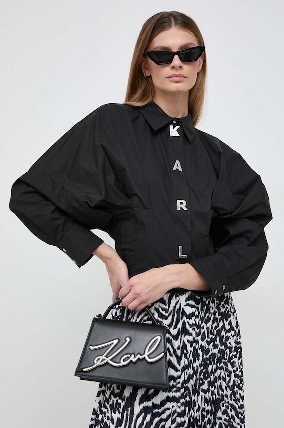 Karl Lagerfeld koszula bawełniana bawełna czarny 240W1602