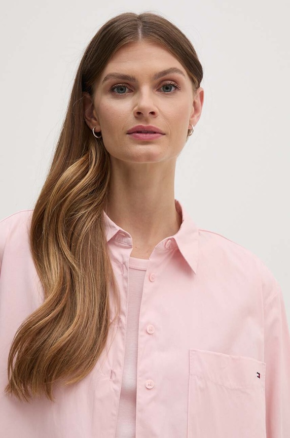 Tommy Hilfiger koszula bawełniana różowy WW0WW41410