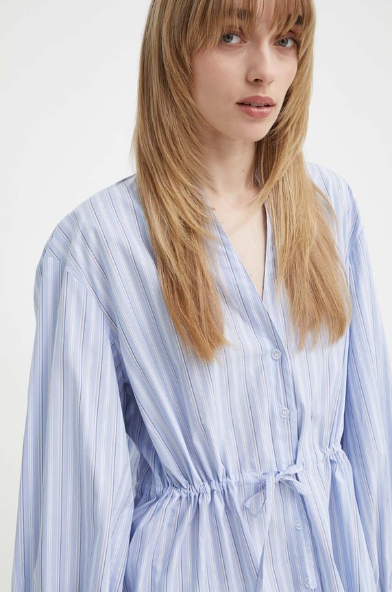 Samsoe Samsoe koszula bawełniana SAAMELIE F24100138 niebieski