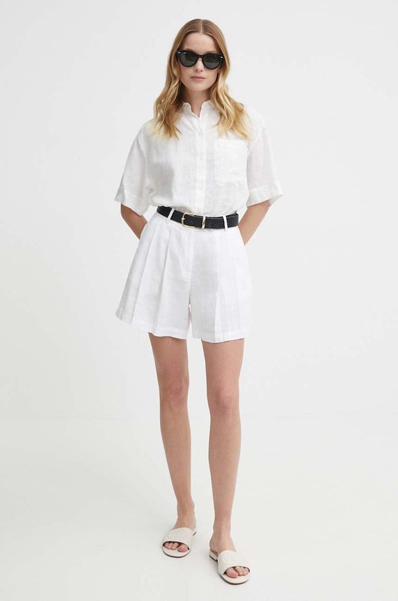 Ľanová košeľa Tommy Hilfiger WW0WW41392 biela SS24