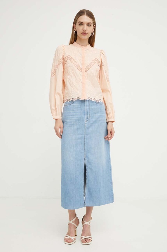 Βαμβακερό πουκάμισο Twinset 241TT2081 πορτοκαλί SS24