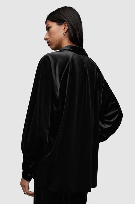 Oblečení Velurová košile AllSaints Oana W003PZ černá