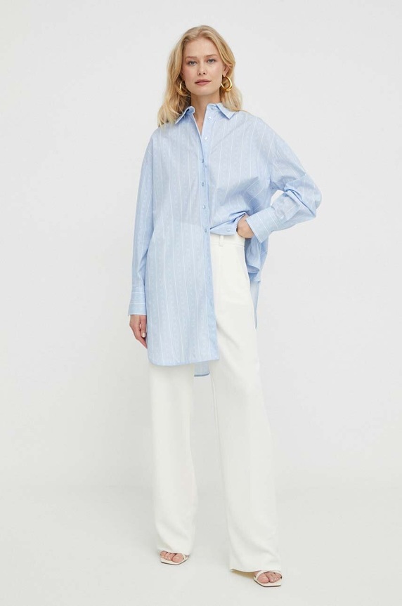 Twinset camasa din bumbac 241TF2020 albastru SS24