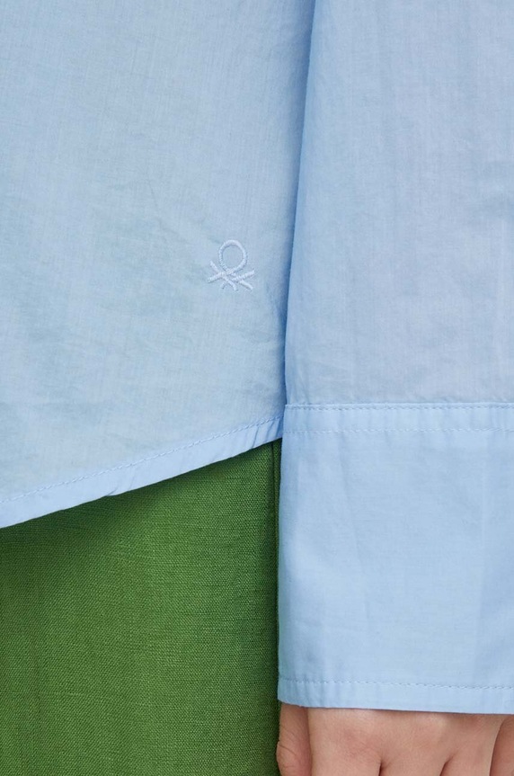 Бавовняна сорочка United Colors of Benetton 5CQYDQ06U блакитний