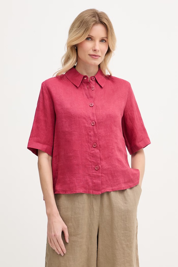 United Colors of Benetton koszula damska lniana czerwony 5BML5QB75
