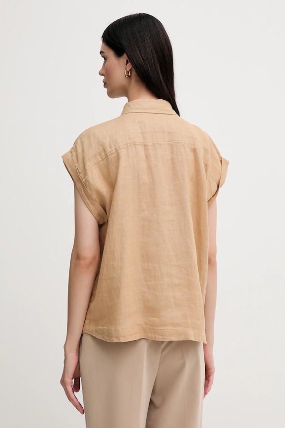 Ρούχα Πουκάμισο από λινό United Colors of Benetton 5BMLDQ06V πράσινο