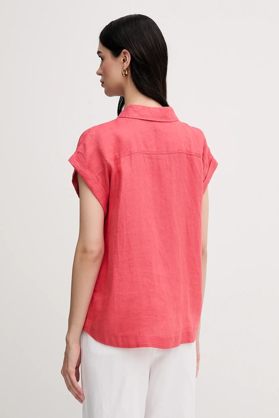 Πουκάμισο από λινό United Colors of Benetton 5BMLDQ06V ροζ SS25