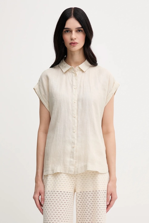 Lanena košulja United Colors of Benetton bež 5BMLDQ06V