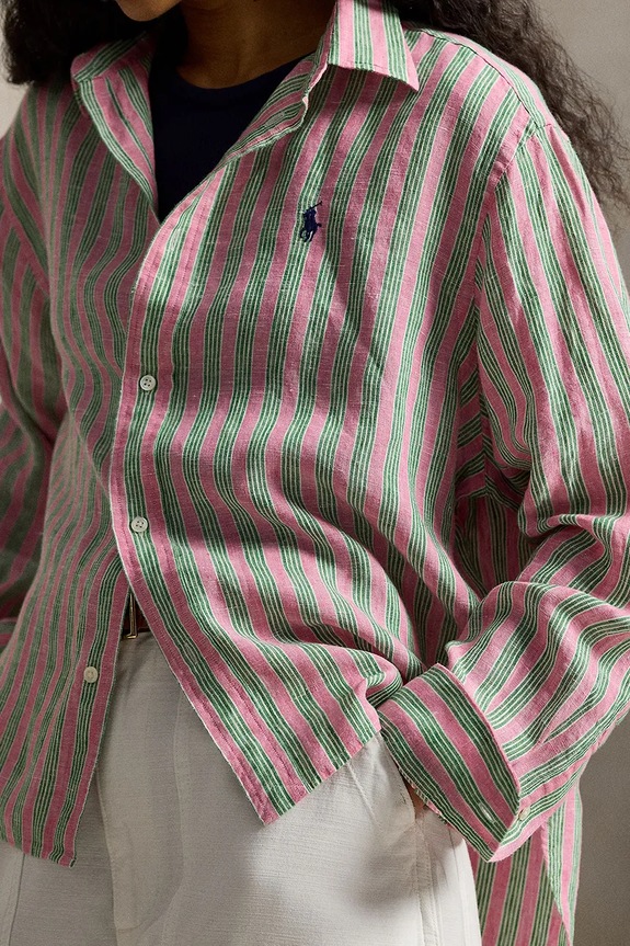 Льняная рубашка Polo Ralph Lauren розовый 211935130