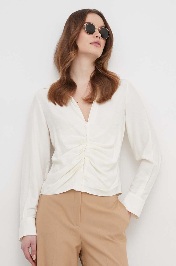 Košeľa Sisley 55EBLQ066 béžová SS24