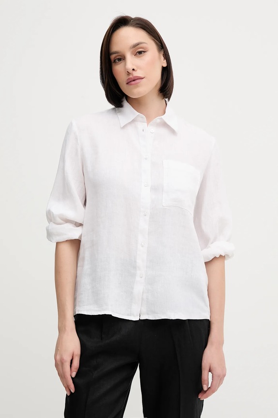 Sisley camicia di lino biancheria bianco 5BMLLQ06S