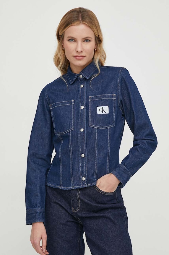 Calvin Klein Jeans koszula jeansowa bawełna granatowy J20J222825