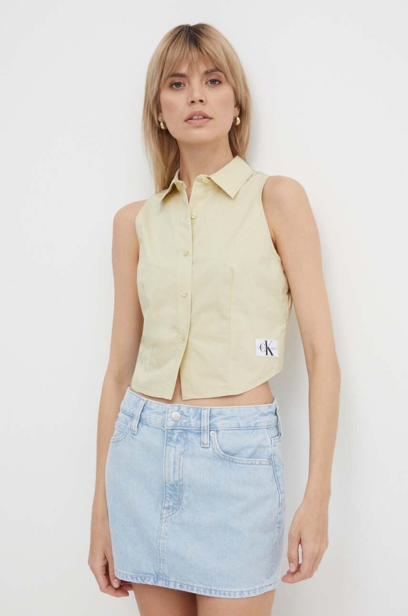 Calvin Klein Jeans koszula bawełna zielony J20J223129
