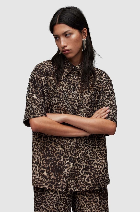 Ρούχα Πουκάμισο AllSaints Jemi Leppo WT063Z μαύρο