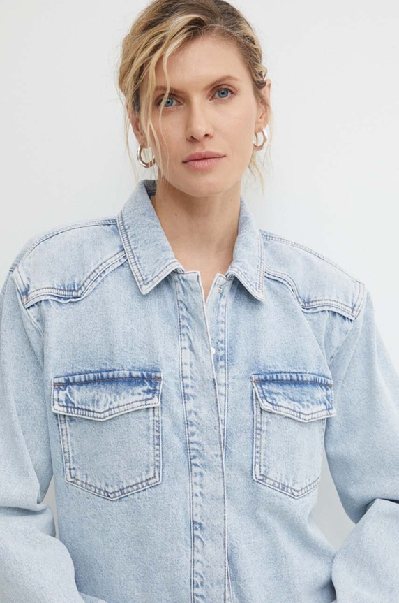 Gestuz geacă din denim albastru 10909063