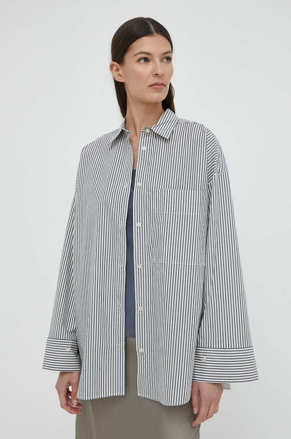 Bavlněná košile By Malene Birger námořnická modř Q72416004
