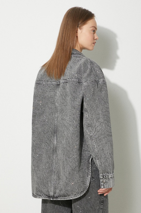 Oblečení Džínová košile Rotate Rhinestone Denim Shirt 113014D06 šedá