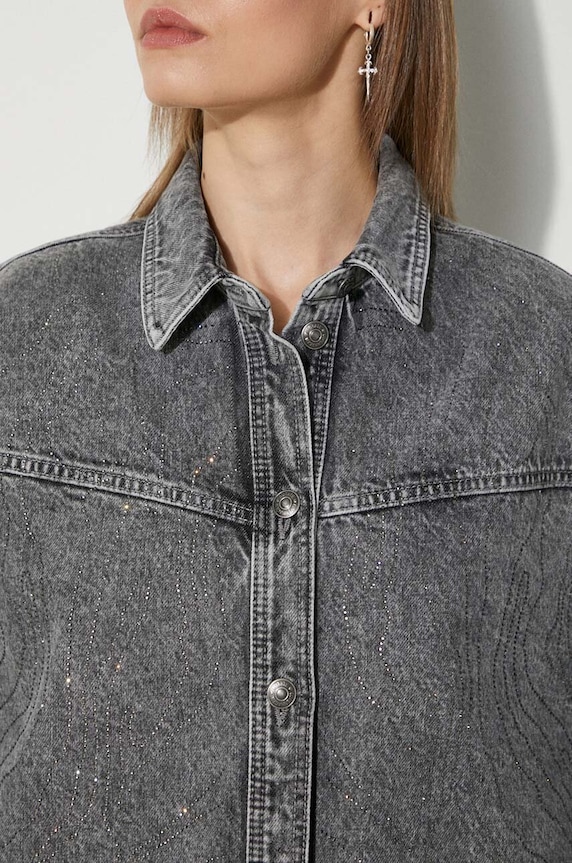 Džínová košile Rotate Rhinestone Denim Shirt 113014D06