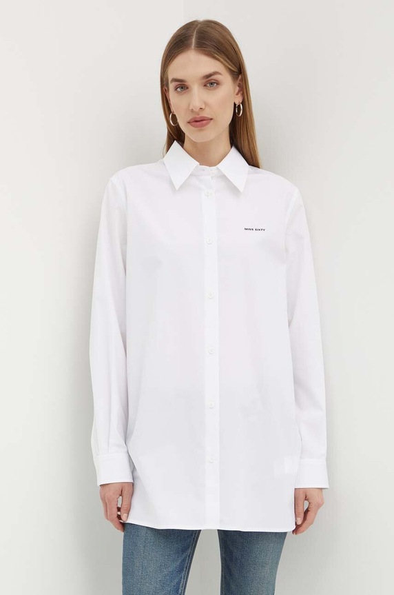 Miss Sixty camicia in cotone 6L2XJ1910000 XJ1910 lunga bianco 6L2XJ1910000