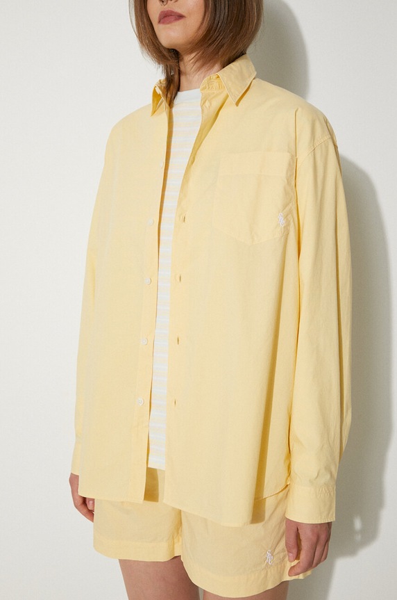 Sporty & Rich cotton shirt SRC Embroidered Oversized Shirt cotton yellow SI006S402SA