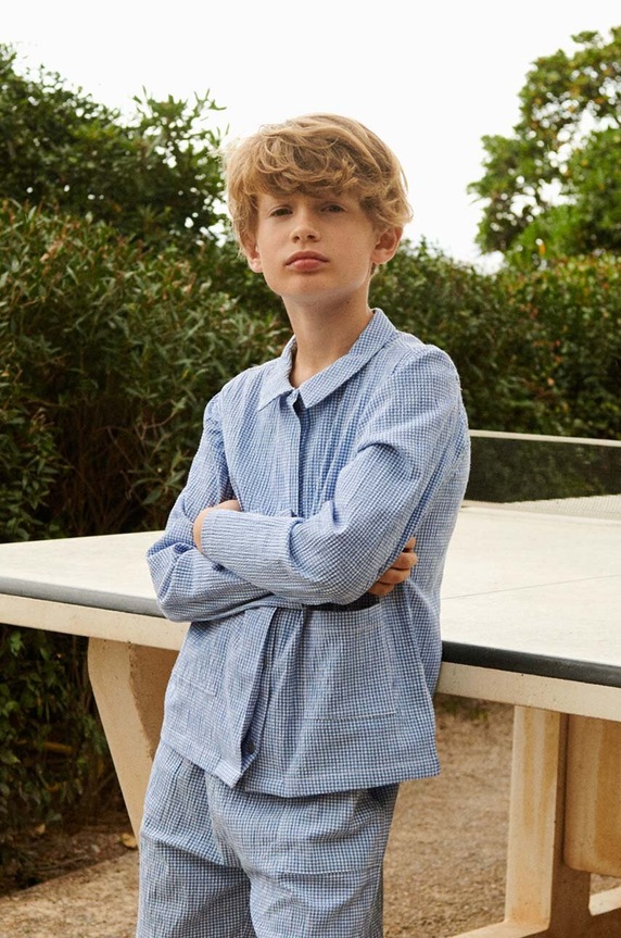 Liewood camasa de bumbac pentru copii Kory Seersucker Check Shirt cu modele albastru LW18767