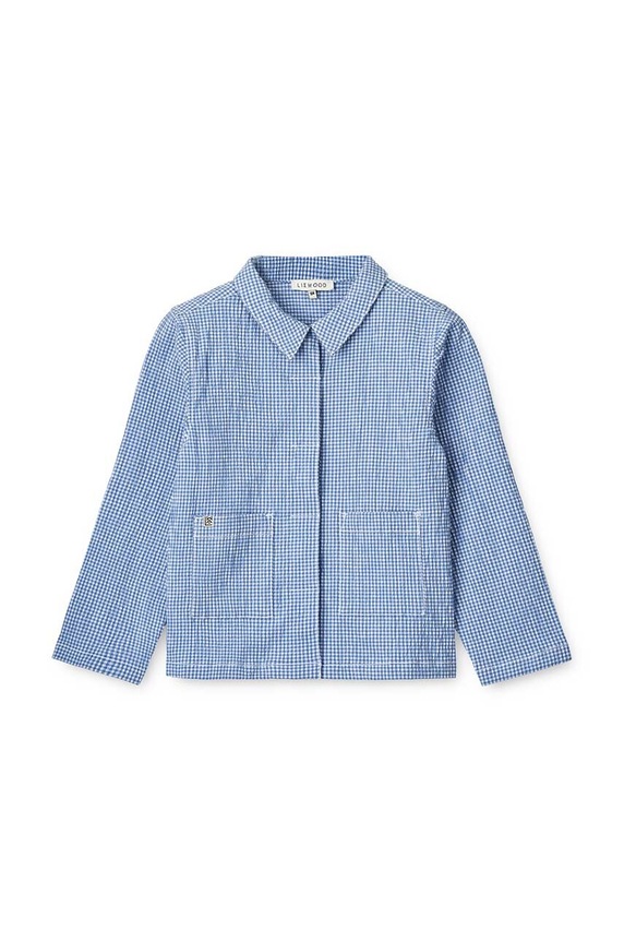 Liewood camasa de bumbac pentru copii Kory Seersucker Check Shirt LW18767 albastru SS24