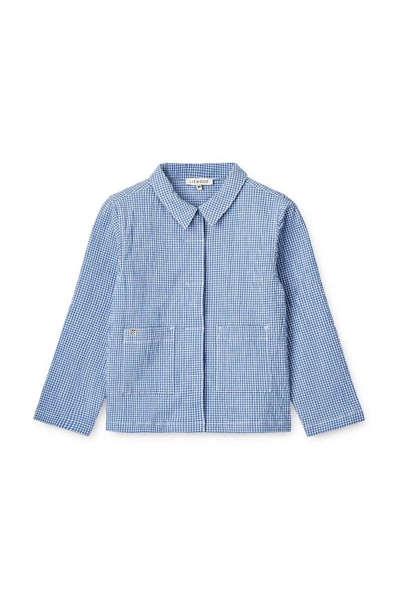 Liewood camasa de bumbac pentru copii Kory Seersucker Check Shirt LW18767 albastru SS24