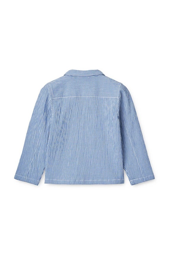 Băieți Liewood camasa de bumbac pentru copii Kory Seersucker Check Shirt LW18767 albastru