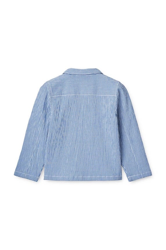 Băieți Liewood camasa de bumbac pentru copii Kory Seersucker Check Shirt LW18767 albastru
