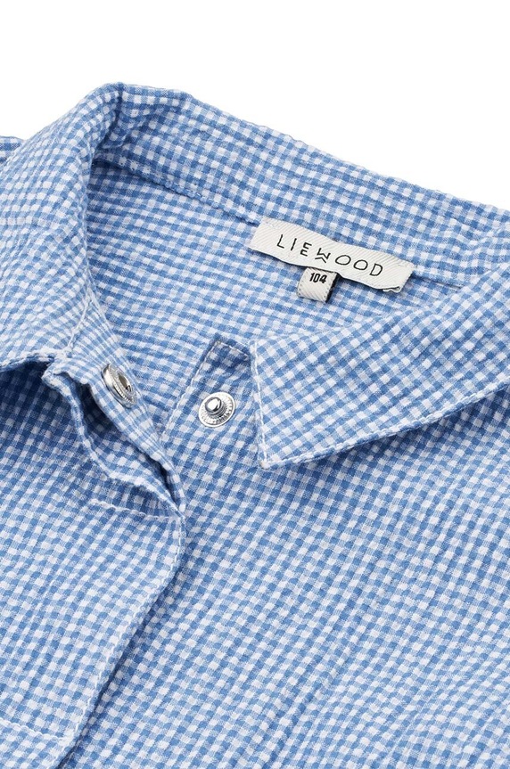 Liewood camasa de bumbac pentru copii Kory Seersucker Check Shirt albastru LW18767