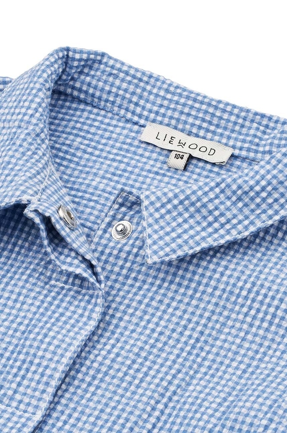 Liewood camasa de bumbac pentru copii Kory Seersucker Check Shirt albastru LW18767