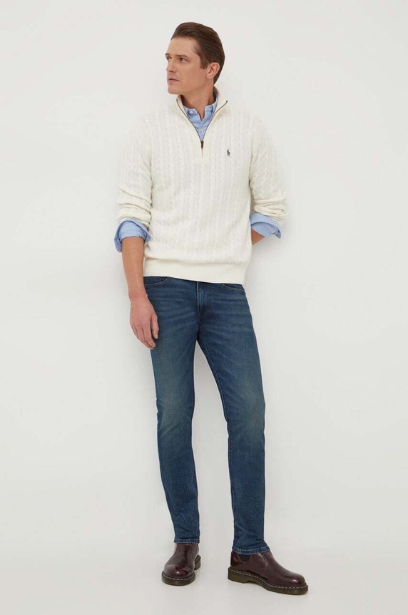 Βαμβακερό πουκάμισο Polo Ralph Lauren 710928917 μπλε SS24