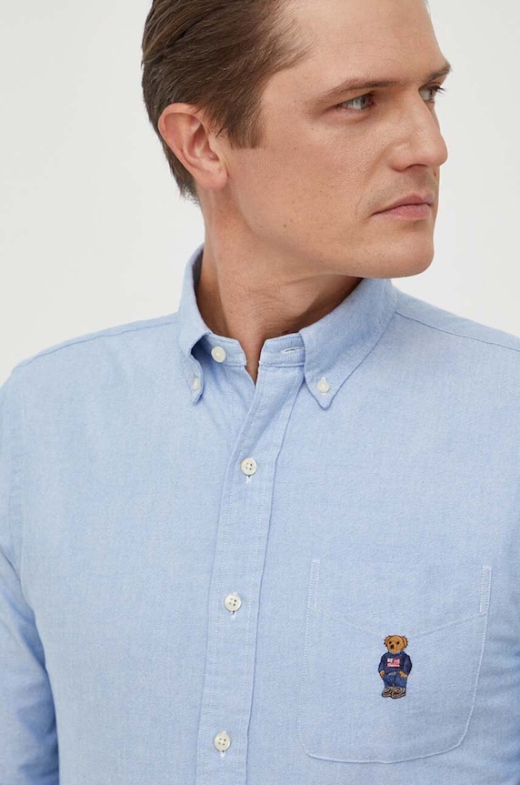 Βαμβακερό πουκάμισο Polo Ralph Lauren μπλε 710928917