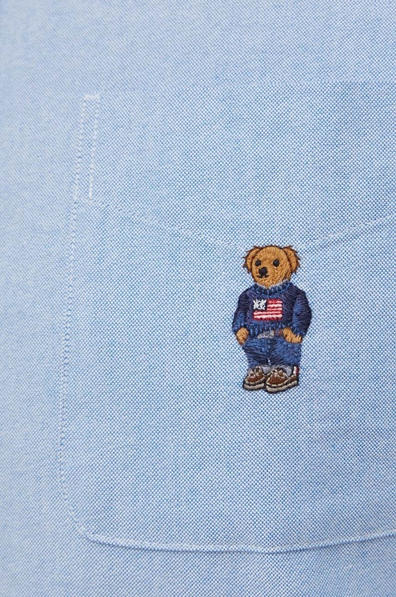 Βαμβακερό πουκάμισο Polo Ralph Lauren 710928917 μπλε