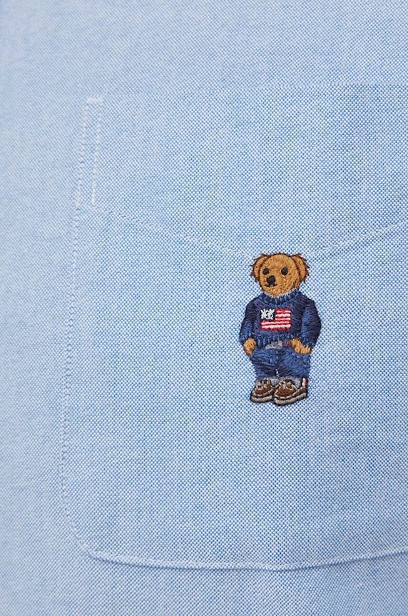 Βαμβακερό πουκάμισο Polo Ralph Lauren 710928917 μπλε